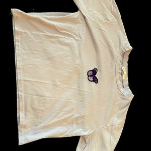 Purple Butterfly Crop-top. ROMWE, Size Medium.